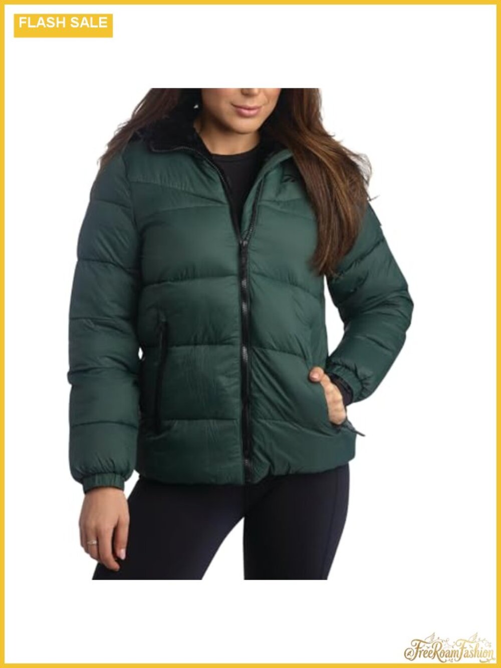 Quilted Heavyweight Puffer Parka Faux Fur Lined Zip Pockets